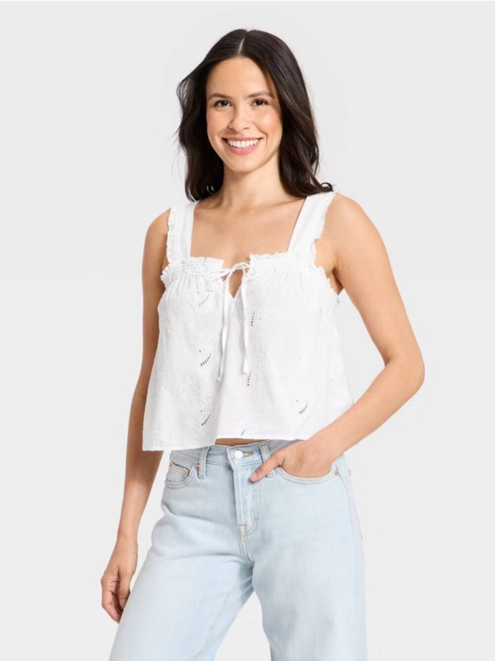 Women's Cutwork Paisley Tank Top - Universal Thread White M